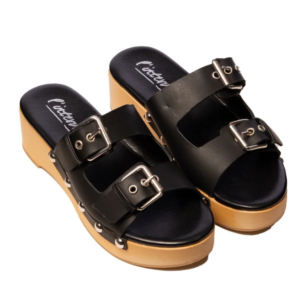 Ronja Black Leather Sandals from l’Intervalle
